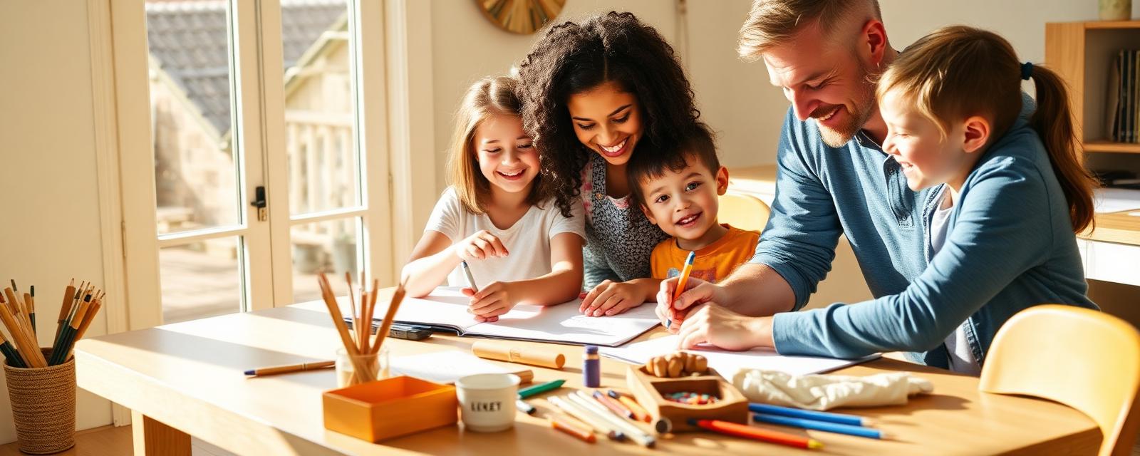 Family doing a hands-on learning project together